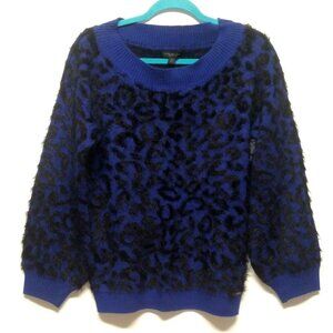 Marc New York sweater pullover Womens M blue black eyelash soft beautiful EUC